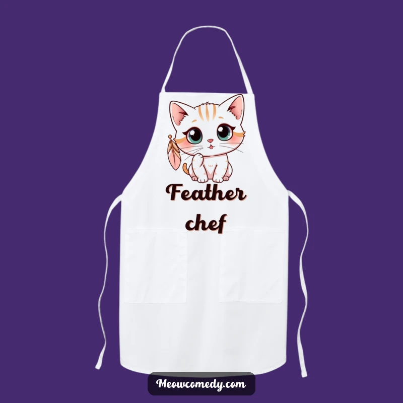 Funny Kawaii Cat Feather Apron: Curious Kitty Bib, Hilarious Gift for Cooks