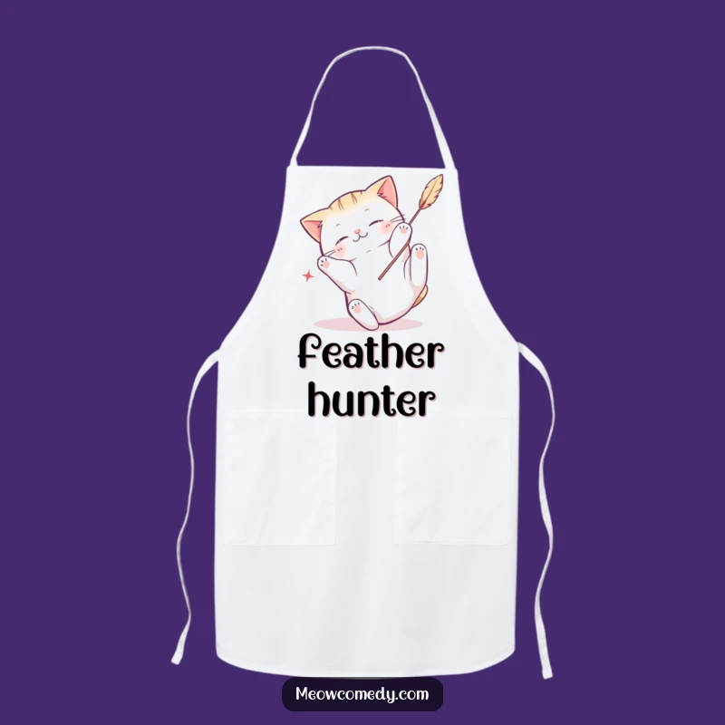 Funny Kawaii Cat Feather Frenzy Apron, Cook with Playful Energy