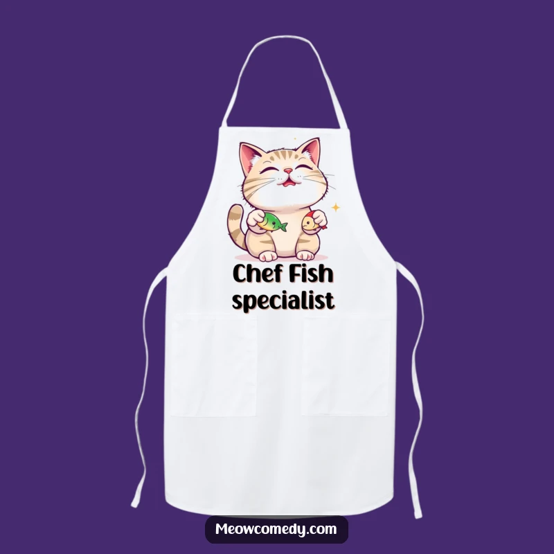 Funny Cat Apron: Juggling Fish Toys, Purring Chef Cat - Kitchen Gift