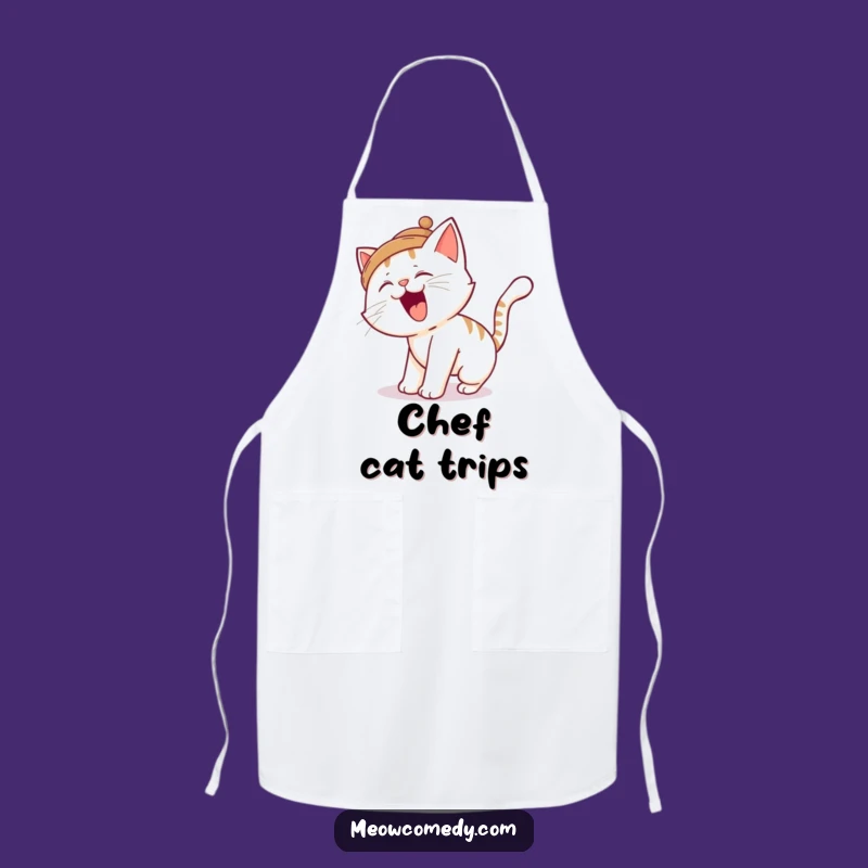 Funny Cat Tripping Apron: Cook with Playful Mishaps