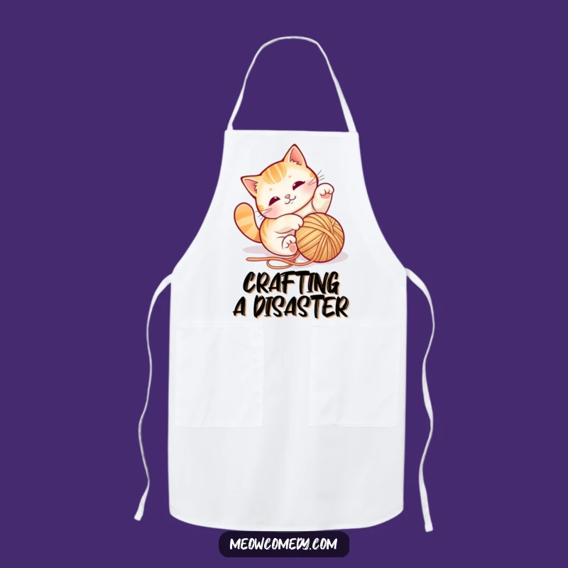 Funny Cat Yarn Apron - Cook Up Some Fun in the Kitchen!
