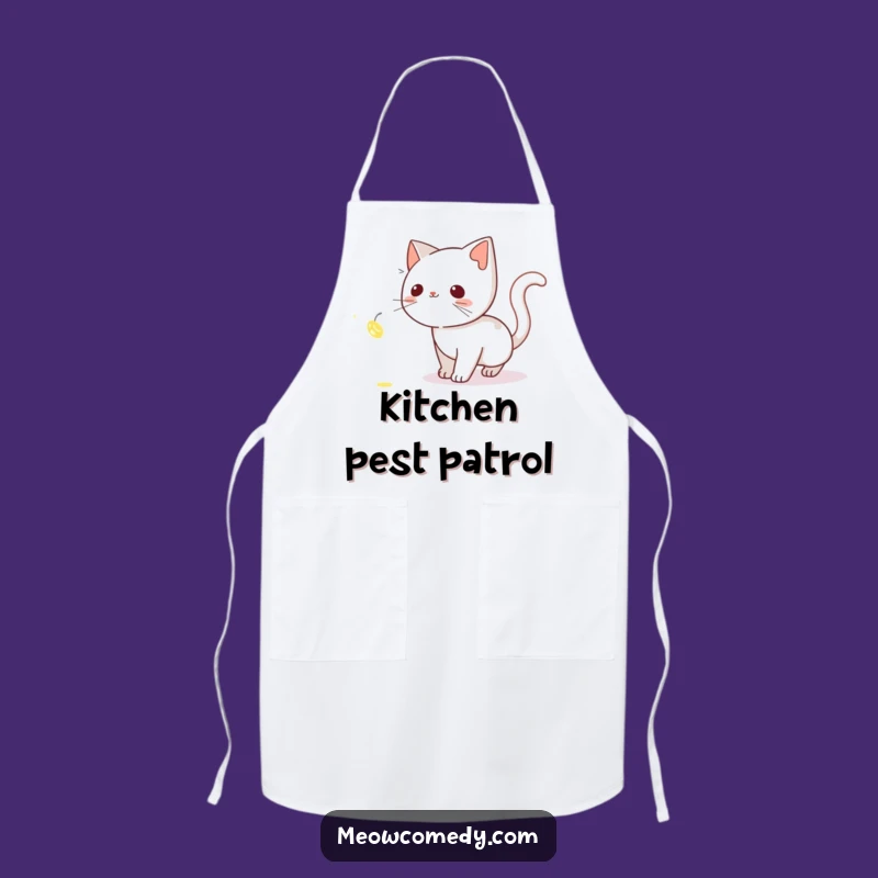 Funny Curious Cat Apron: Firefly Hunter Kitchen Fun - Whimsical Chef