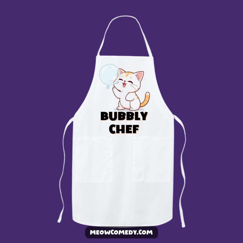 Funny Kawaii Cat Bubble Fun Apron, Cook with Playful Paws