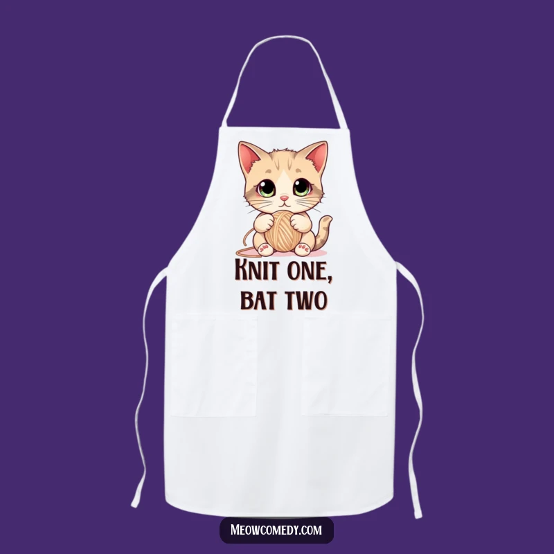 Funny Cat Yarn Apron - Chef's Kitten Kitchen Wear for Playful Cooks