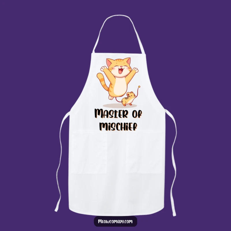 Funny Cat Leaping Apron: Hilarious Kitchen Companion for Playful Cooks