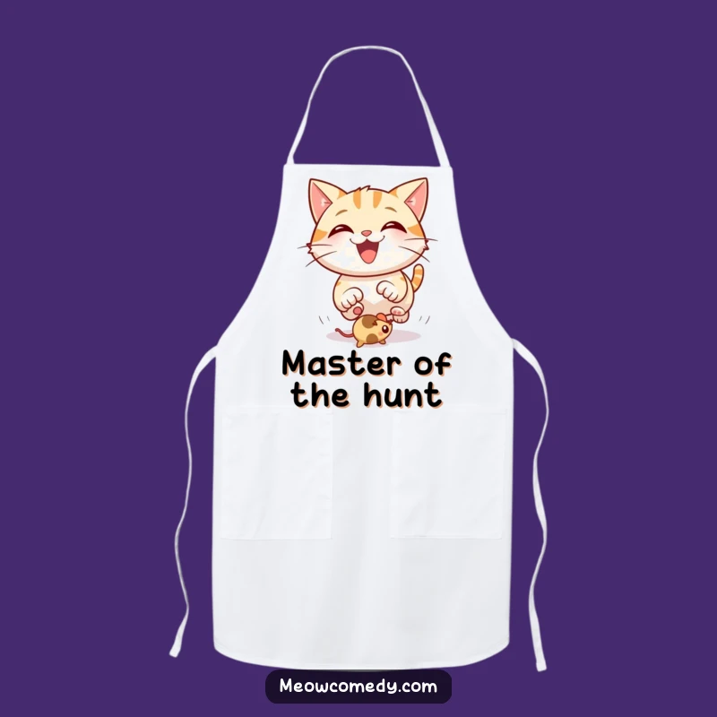 Funny Happy Cat Apron: Kitchen Fun with Bouncing Mouse Antics