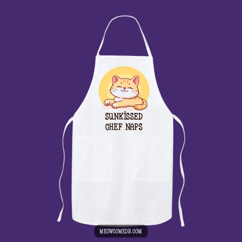 Funny Smiling Cat Apron - Chef's Lazy Stretch Kitchen Wear for Relaxed Cooks