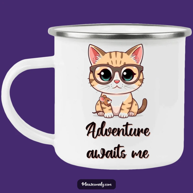 Funny Kawaii Cat Spectacles Camping Mug: Durable and Comical Outdoor Gift