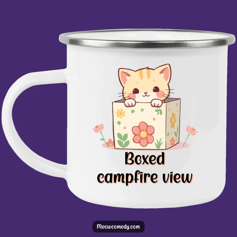 Funny Kawaii Cat Box Camping Mug: Whimsy Adventure, Outdoor Gift