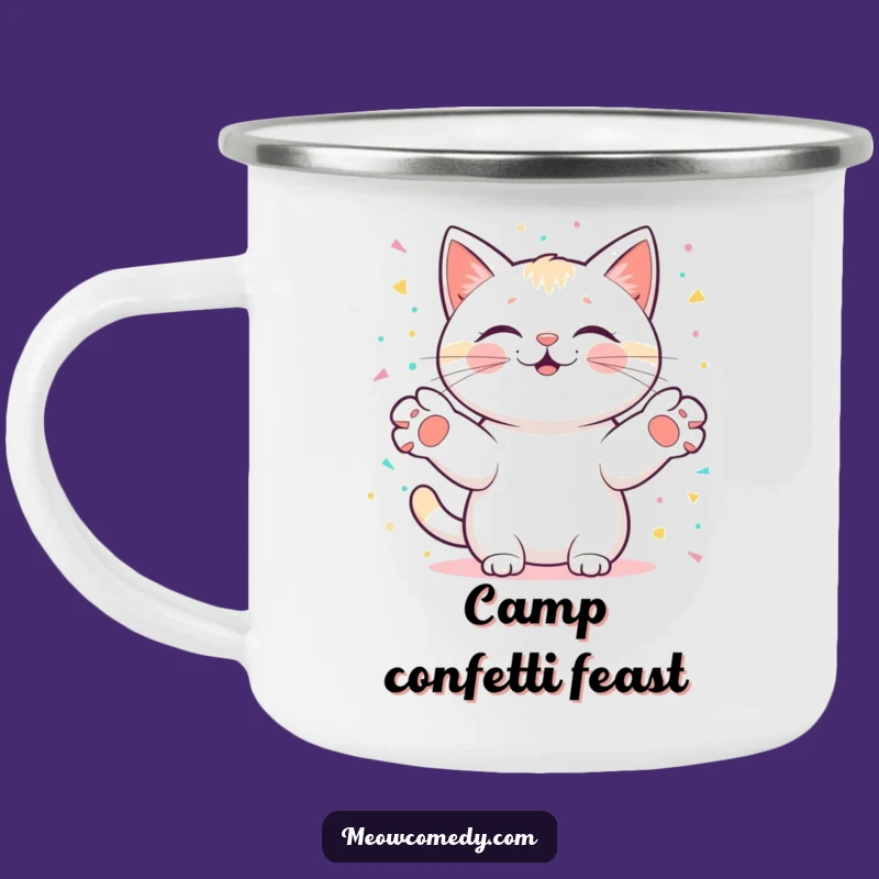 Funny Kawaii Cat Confetti Camping Mug: Party Adventure, Outdoor Gift
