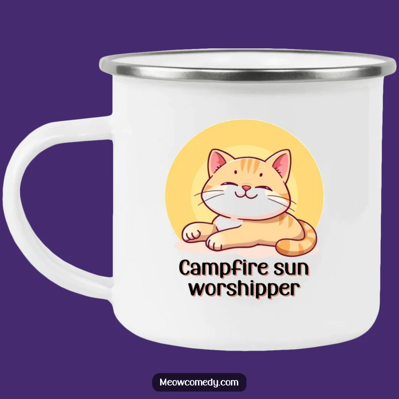 Funny Smiling Cat Camping Mug - Durable Lazy Stretch Cup for Relaxed Campers