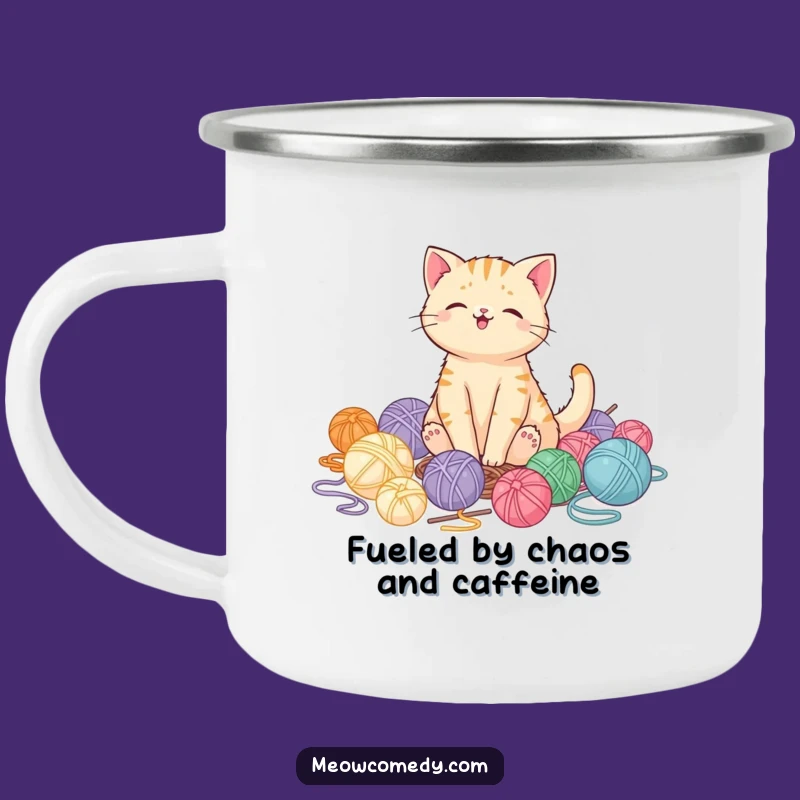 Durable Funny Kawaii Cat Camping Mug, Warm Gift for Outdoorsy