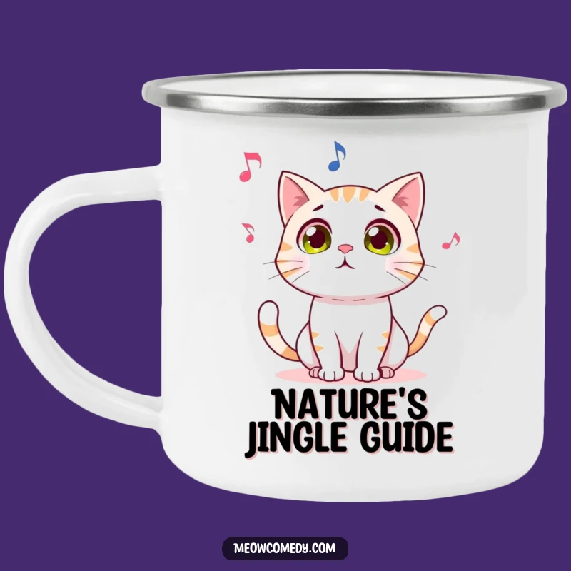 Funny Cat Camping Mug: Dancing Note Admirer - Outdoor Adventure Gift!
