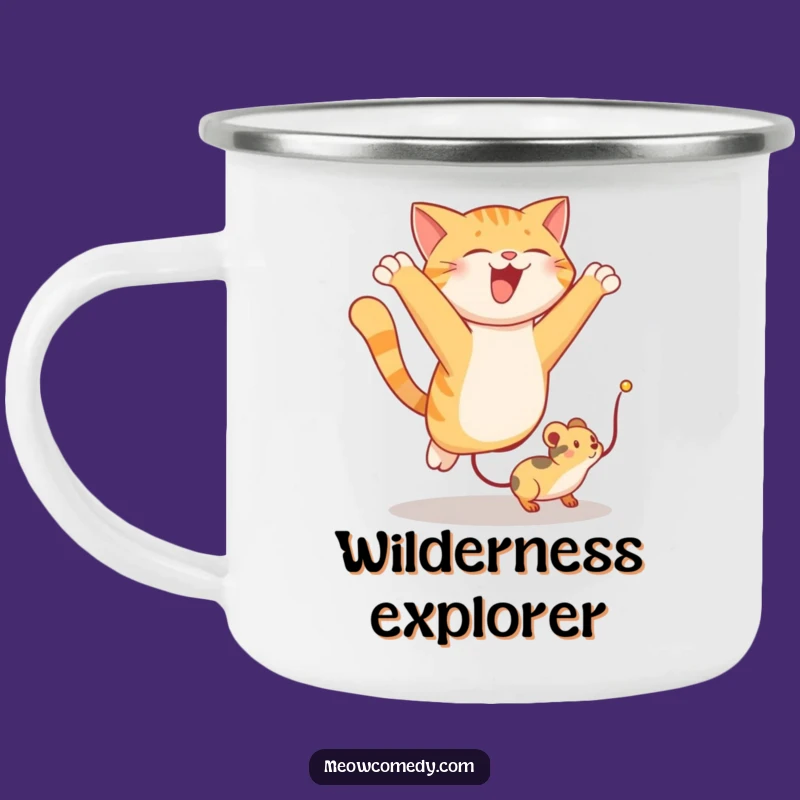 Funny Cat Leaping Camping Mug: Hilarious Outdoor Companion for Adventures