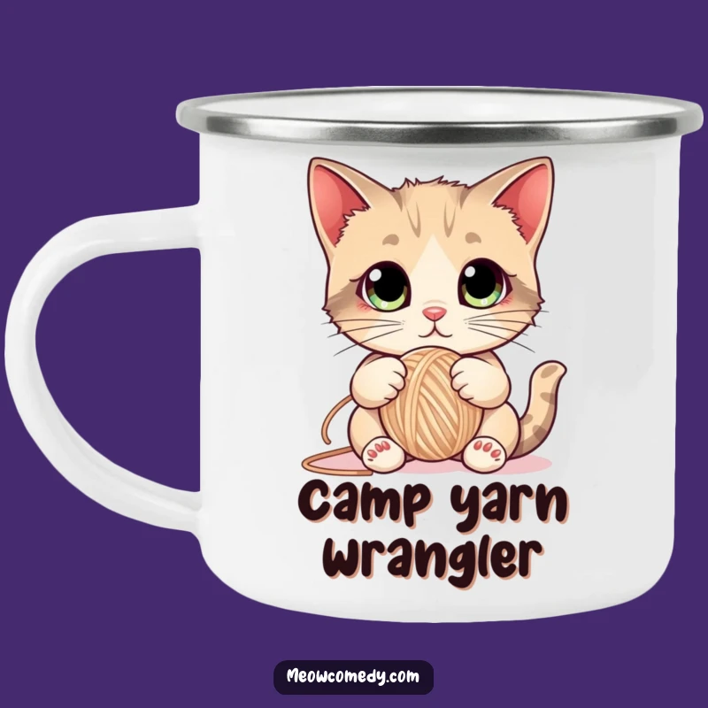 Funny Cat Yarn Camping Mug - Durable Kitten Cup for Playful Adventures