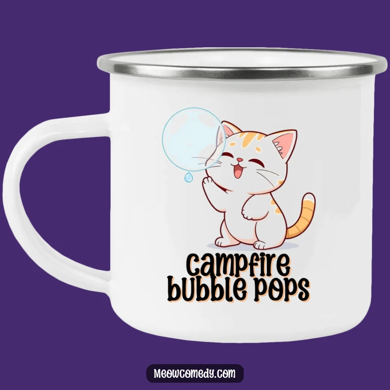 Funny Kawaii Cat Bubble Fun Camping Mug, Adventure Fueled by Play