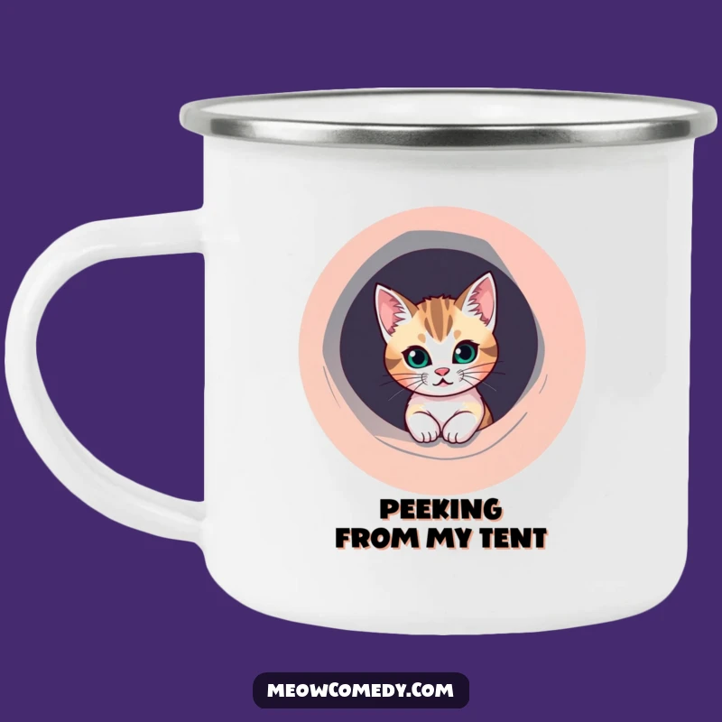 Funny Mischievous Cat Camping Mug - Durable & Quirky, Peek-a-Boo Fun, Unique Gift