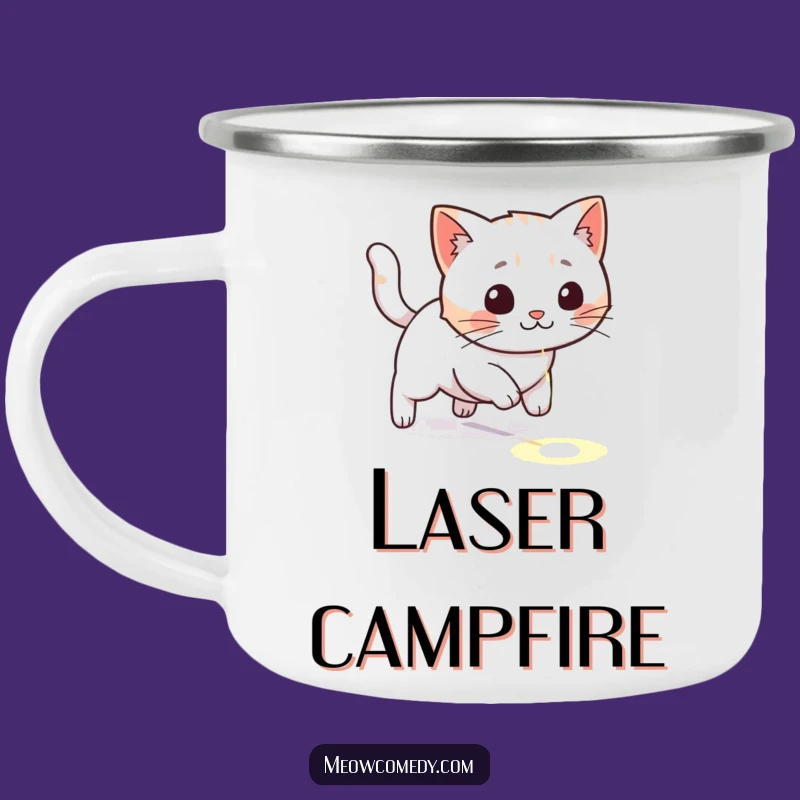 Funny Kawaii Cat Laser Dot Camping Mug: Playful Outdoor Cup, Hilarious Gift for Campers