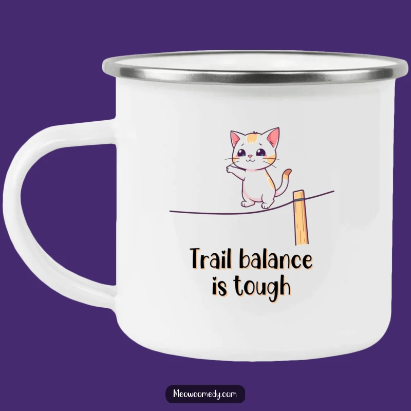 Funny Cat Tightrope Walker Camping Mug: Adventure and Laughter Outdoors
