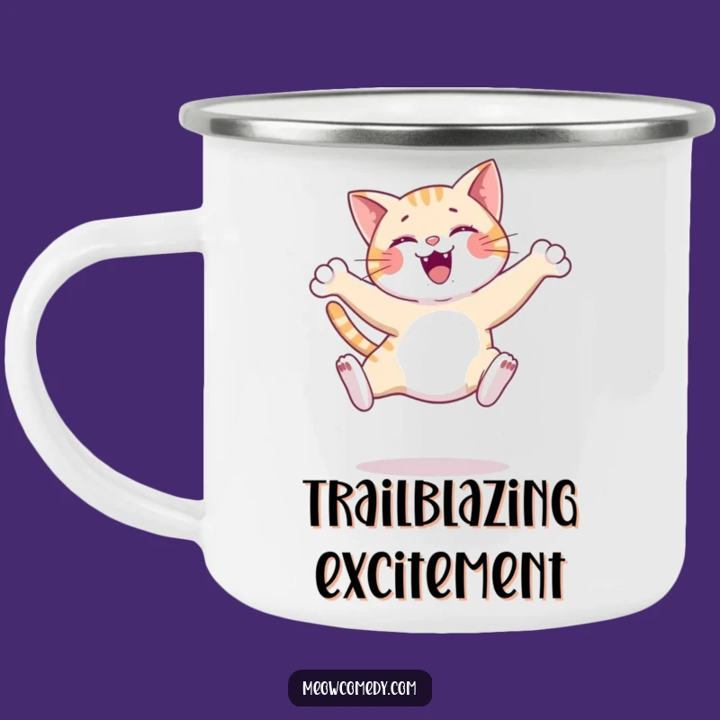 Funny Graceful Cat Camping Mug - Adventure with Feline Elegance
