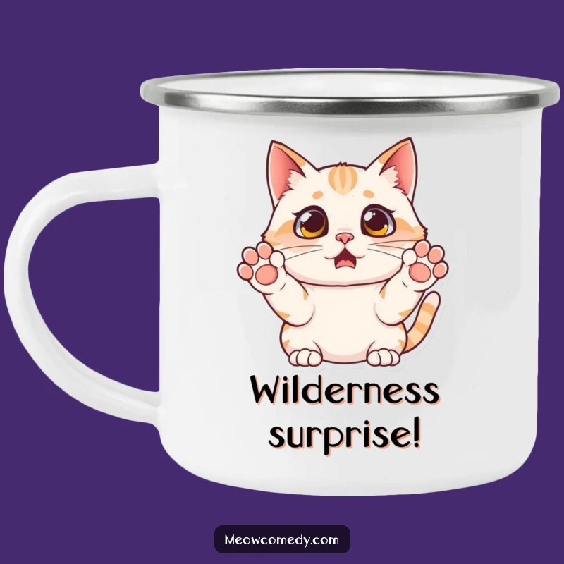 Funny Surprised Cat Camping Mug - Adventure Fuelled by Hilarious Reactions