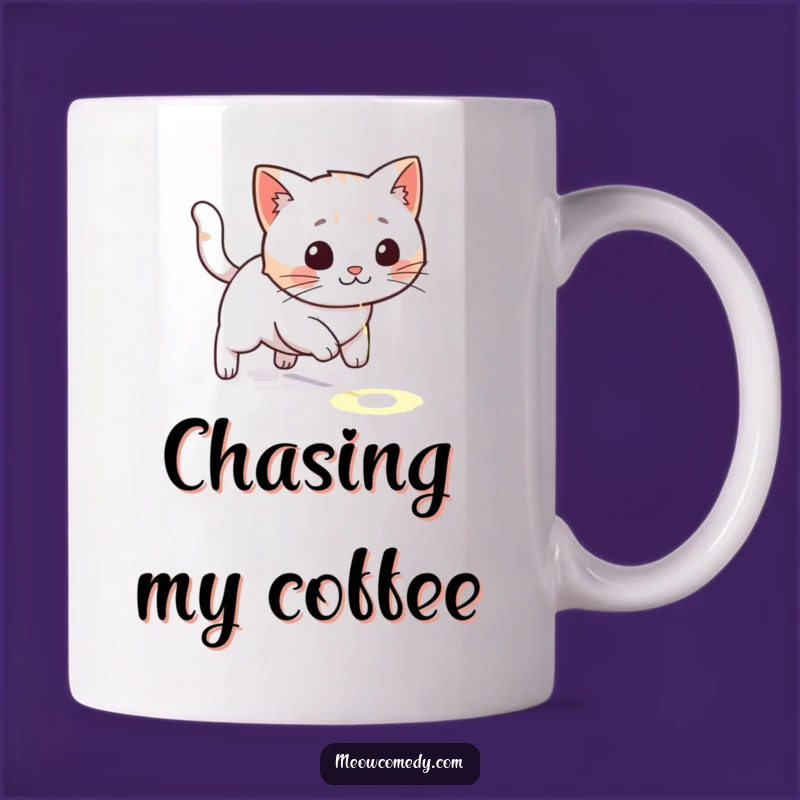 Funny Kawaii Cat Laser Dot Mug: Playful Kitty Chasing Fun, Perfect Gift for Cat Lovers