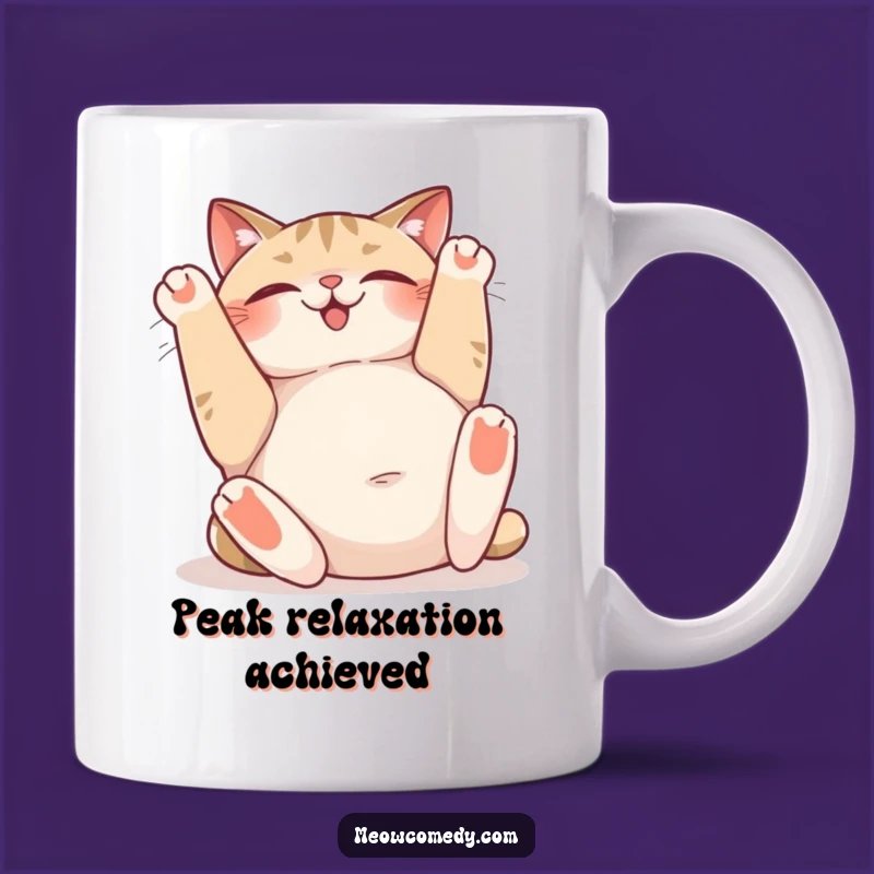 Funny Cat Belly Rub Mug: Happy Sighing Kitty - Adorable Gift!