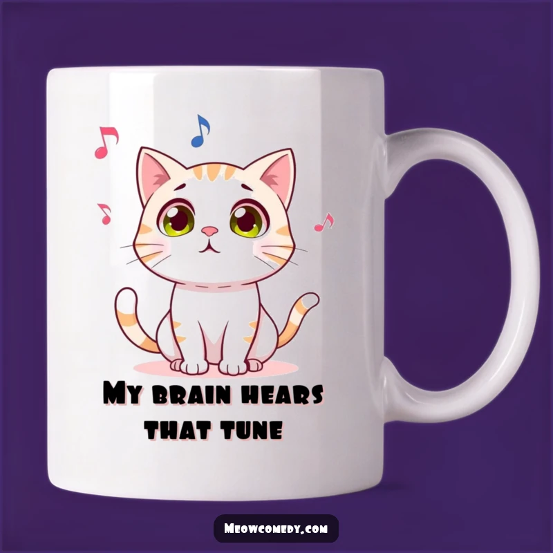 Funny Cat Music Lover Mug: Amazed Kitty Watching Dancing Note - Perfect Gift!