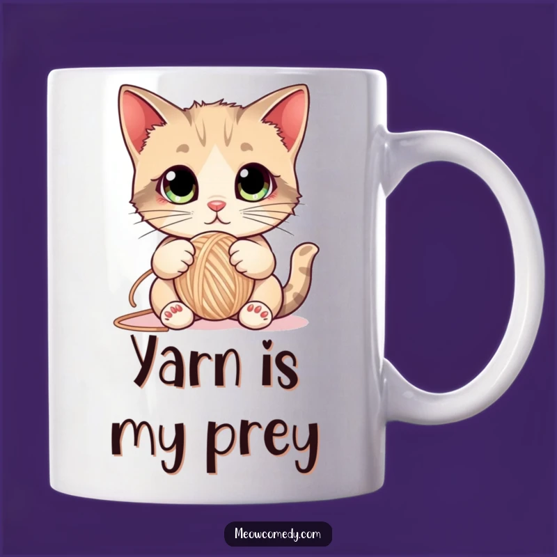 Funny Cat Yarn Mug - Big Eyes Kitten Playful Batting Gift for Cat Lovers