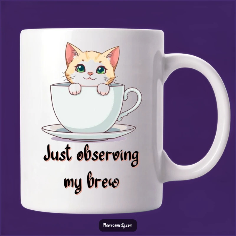 Funny Curious Cat Mug: Teacup Peeking Feline Whimsy Gift