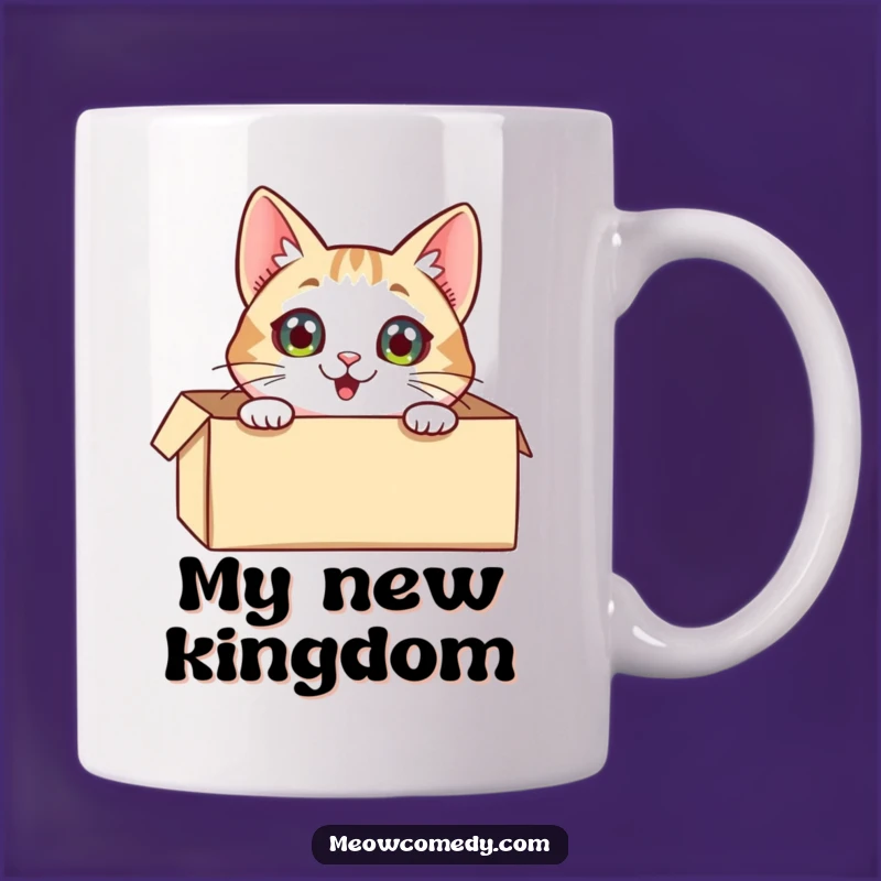 Funny Excited Cat Mug: Peek-a-boo Kitty in a Box - Whimsical Gift