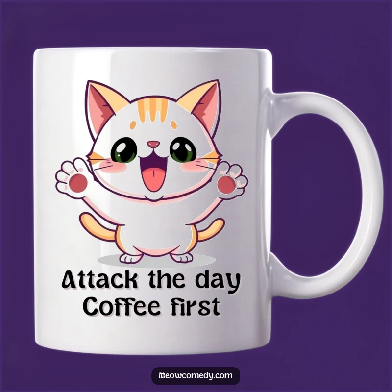 Funny Excited Cat Pounce Mug: Hilarious Gift for Playful Cat Lovers
