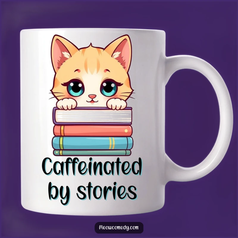Funny Kawaii Cat Bookworm Mug, A Curious Gift for Avid Readers