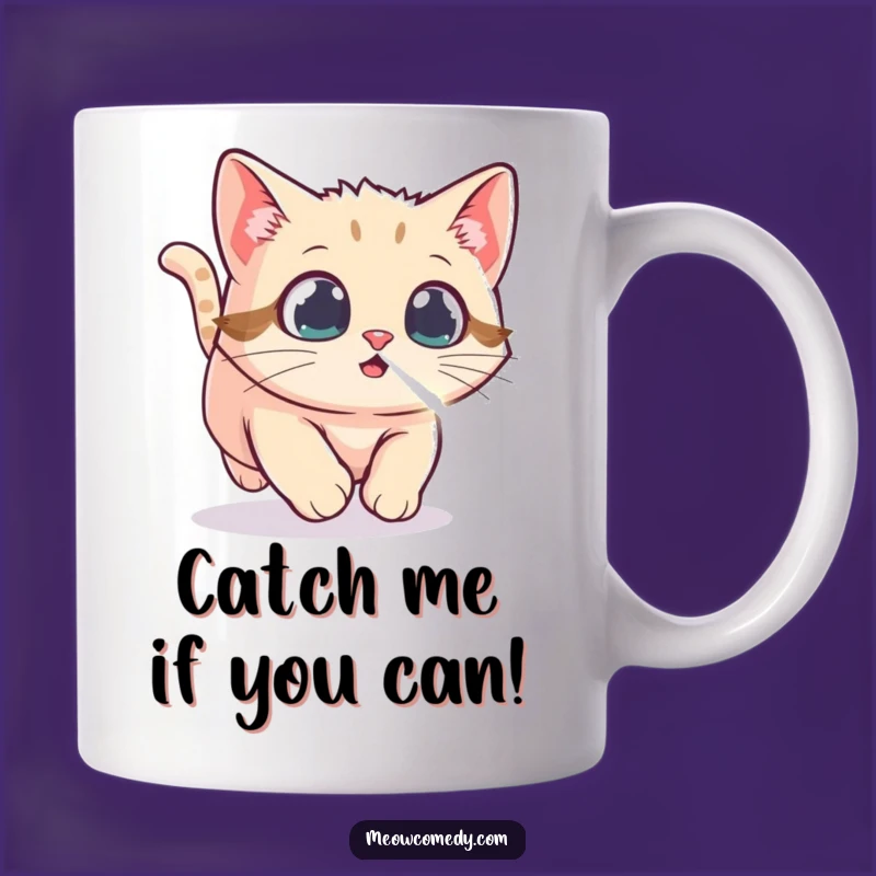 Funny Kawaii Cat Laser Dot Mug - Playful Chase, Perfect Gift for Cat Lovers