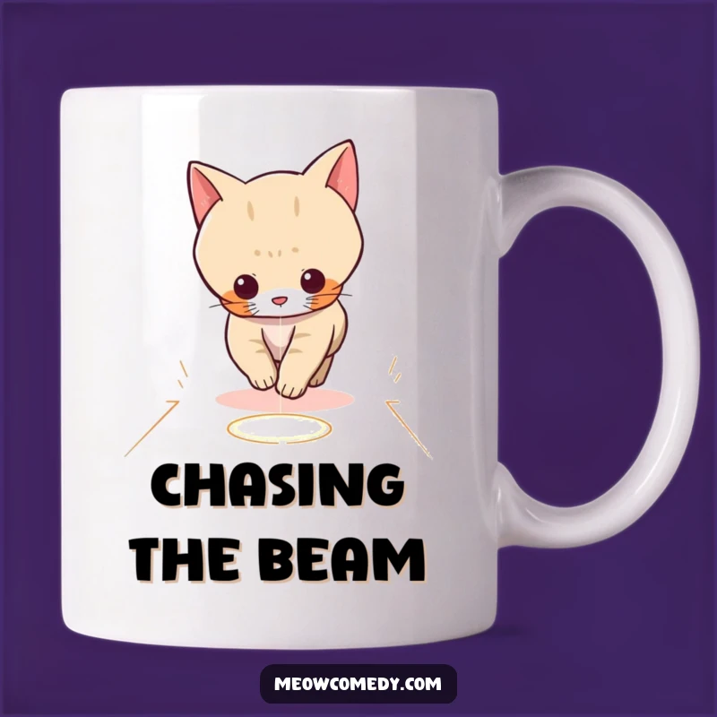 Funny Kawaii Cat Laser Mug: Playful Chase Gift for Feline Fans