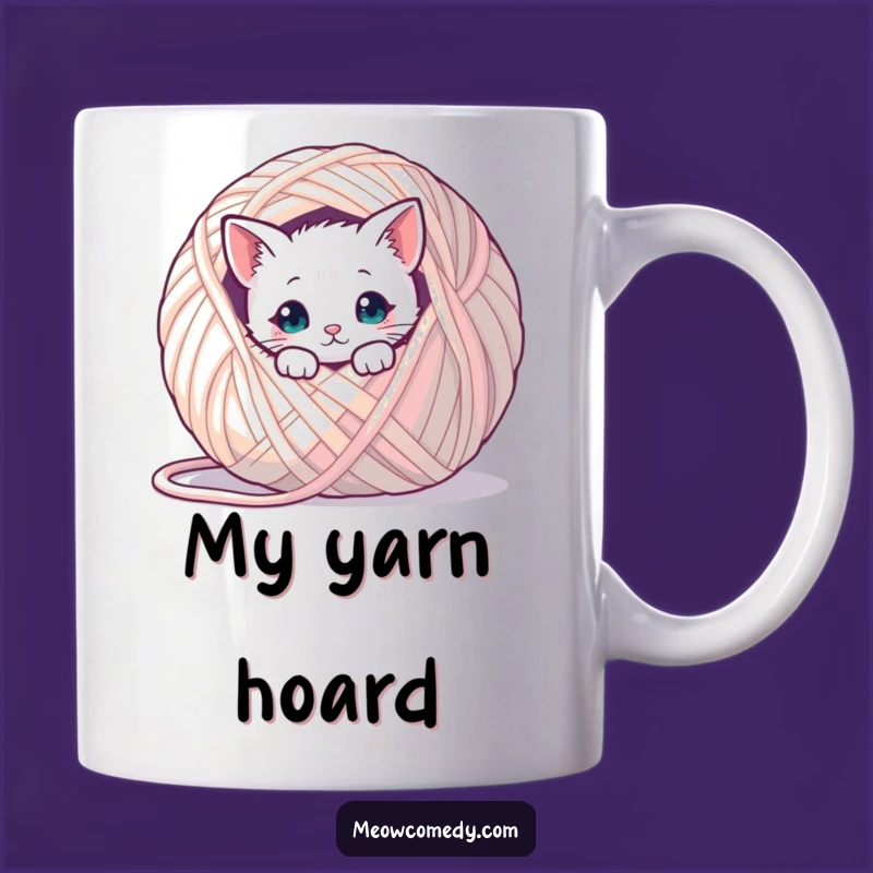 Funny Kawaii Cat Yarn Ball Mug: Adorable Peek-a-Boo Kitty, Perfect Gift for Cat Lovers