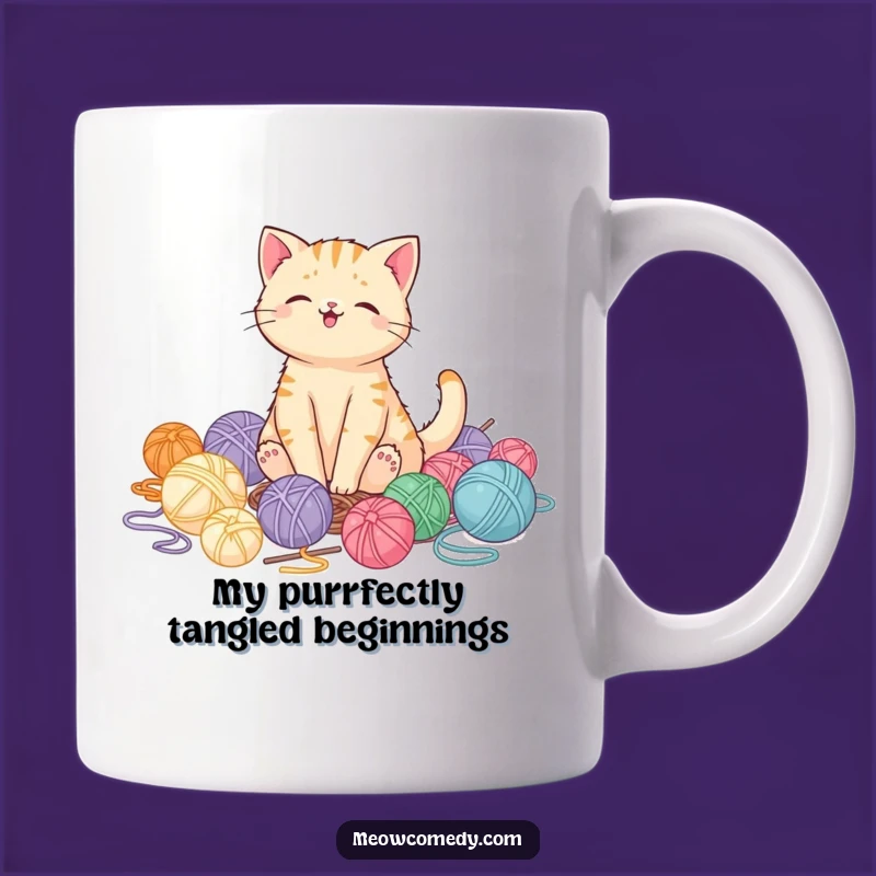 Funny Kawaii Cat Yarn Lover Mug, Perfect Gift for Cat Moms and Dads