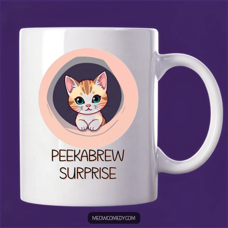 Funny Mischievous Cat Mug - Peek-a-Boo Fun, Quirky Pet Lover, Perfect Gift