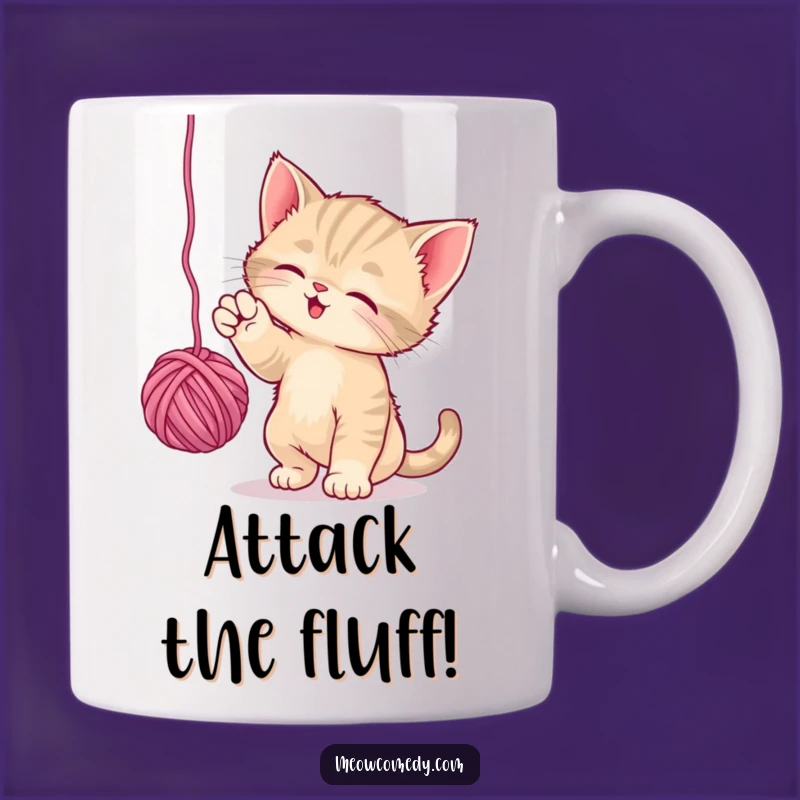 Funny Playful Kitten Mug: Yarn Batting Feline Fun Coffee Gift