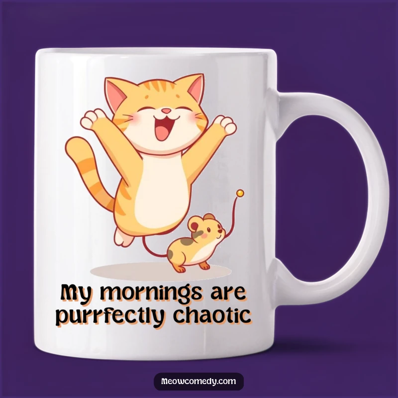 Funny Cat Leaping Mug: Hilarious Gift for Cat Lovers Enjoying Playtime