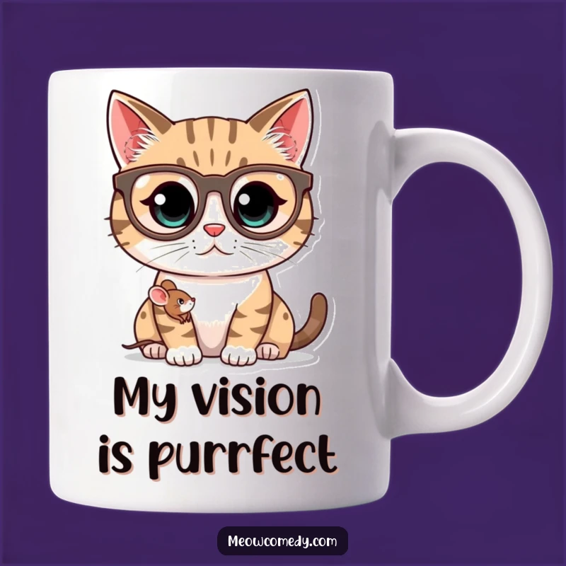 Funny Kawaii Cat Spectacles Mug: Adorable Peek-a-Boo Gift for Cat Lovers