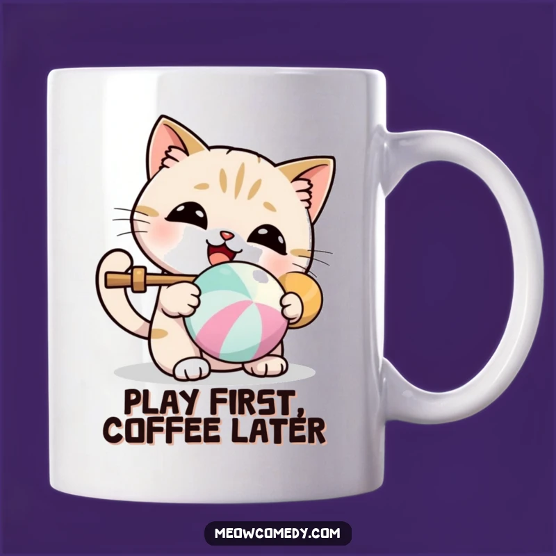 Funny Kawaii Cat Ball Play Mug: Delightful Gift for Cat Lovers
