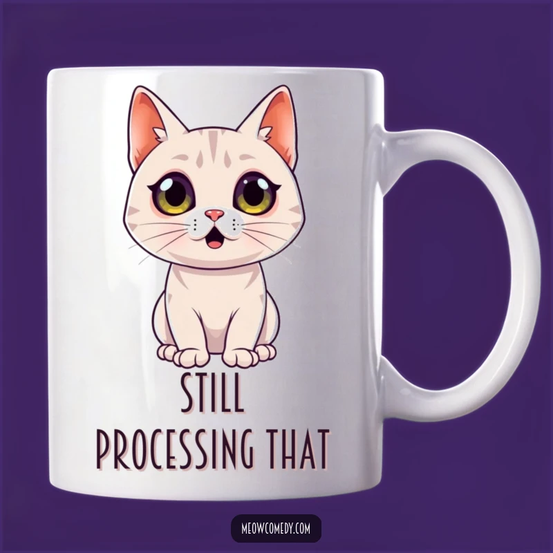 Funny Surprised Cat Mug: Wide-Eyed Sleek Feline Reaction Gift