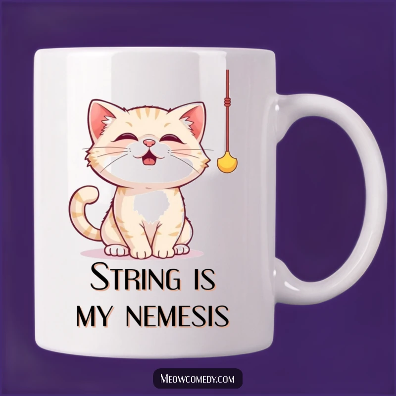 Funny Cat String Toy Mug: Playful Paws, Perfect Gift for Cat Lovers Who Giggle