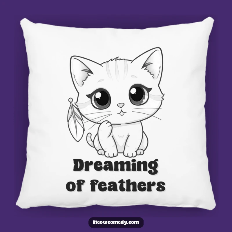 Funny Kawaii Cat Feather Pillow: Cozy Curious Cushion, Adorable Gift for Cat Lovers