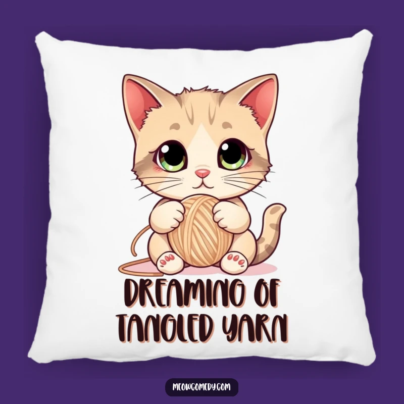Funny Cat Yarn Pillow - Cozy Kitten Big Eyes Cushion for Playful Comfort