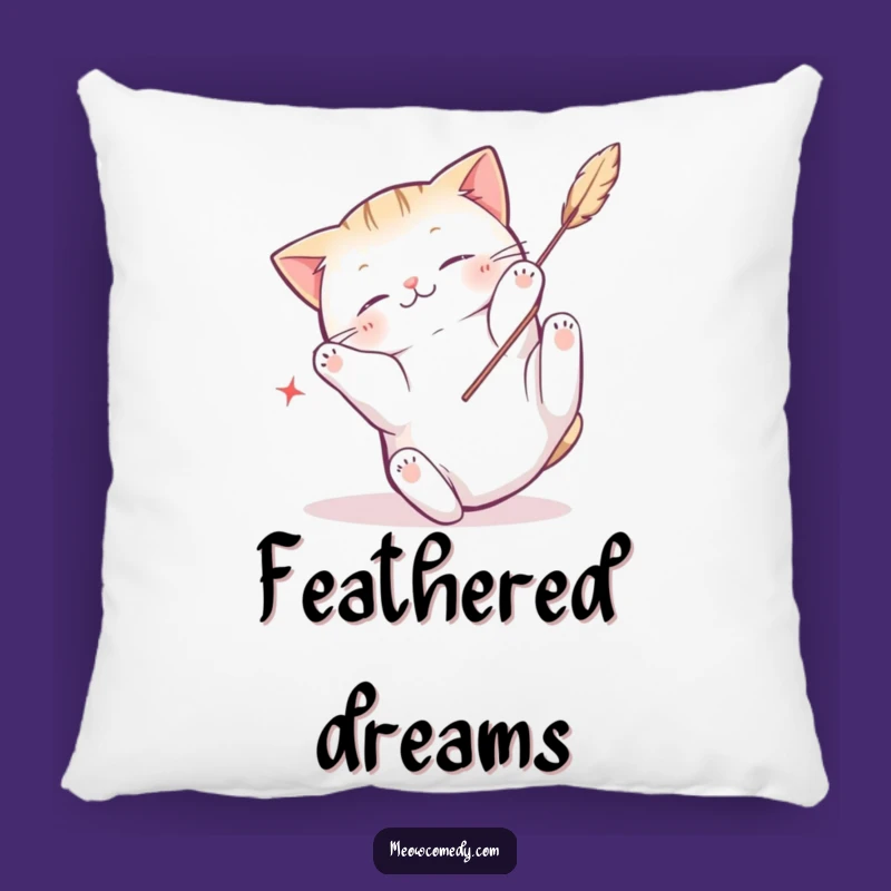 Funny Kawaii Cat Feather Pillow, Soft Comfort with Playful Action