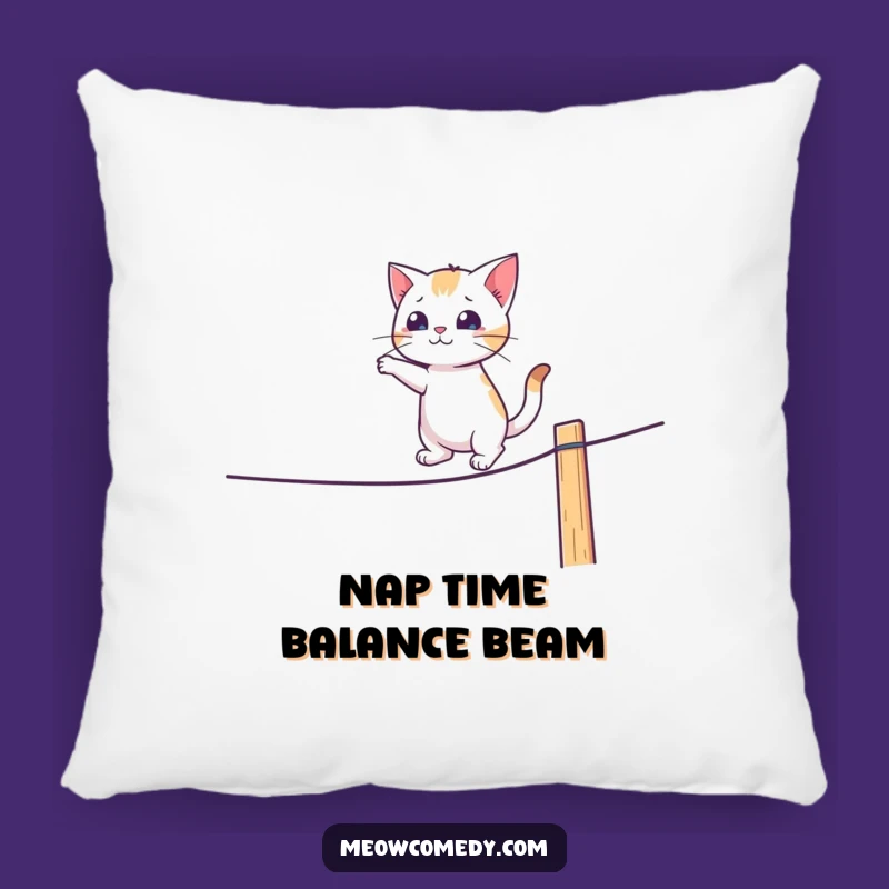 Funny Cat Tightrope Walker Pillow: Comedic Comfort for Cat Fans