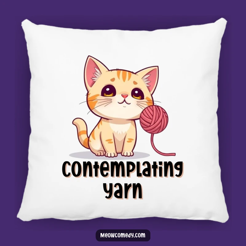Funny Curious Cat Pillow: Cozy Comfort with Yarn Ball Dreams
