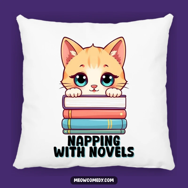 Funny Kawaii Cat Bookworm Pillow, Soft Comfort for Cozy Reading Nooks